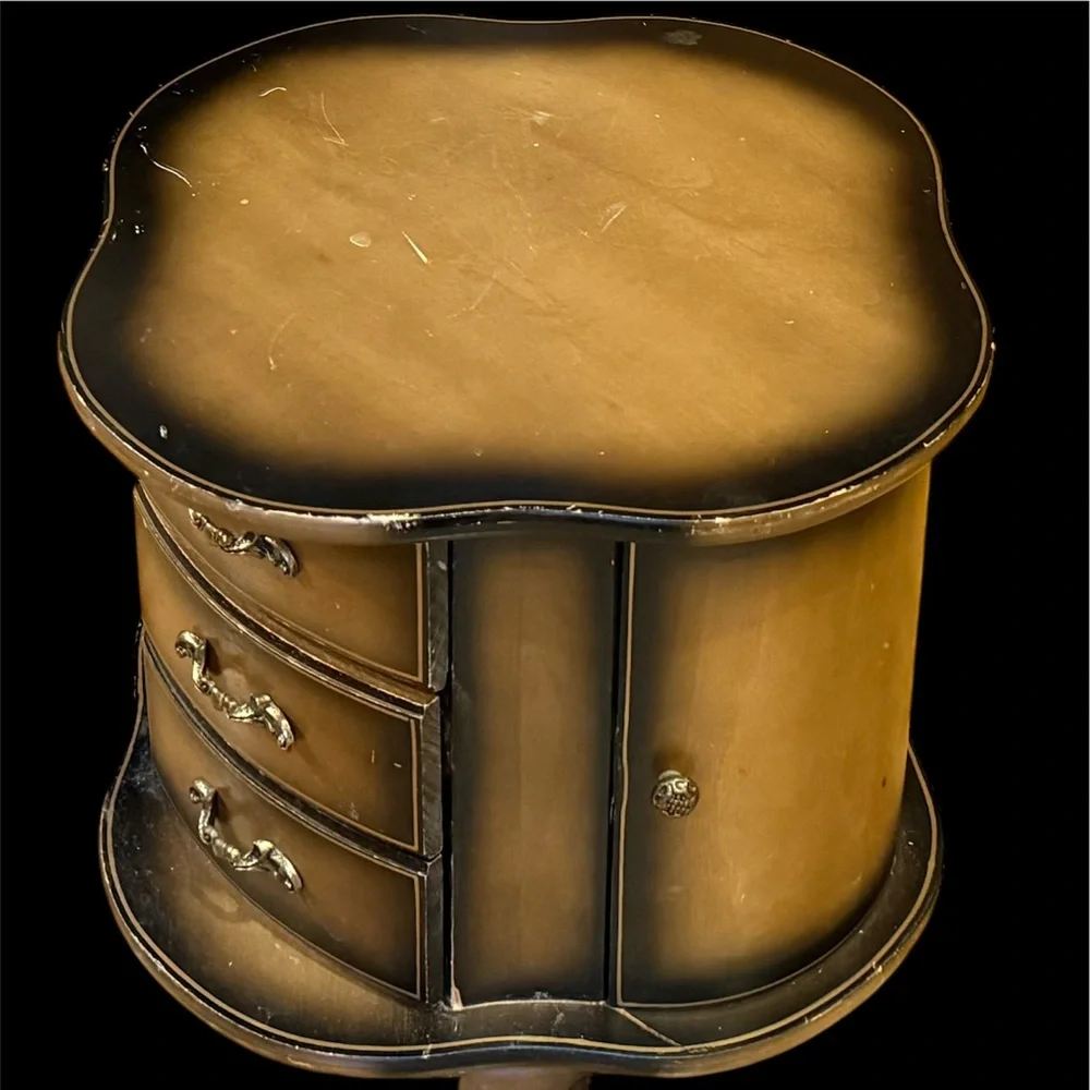Vintage London Leather Revolving Wooden Jewelry Box